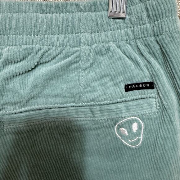 Pacsun ALIEN EMBROIDERED Corduroy Pull On Pants Men’s S Mint Green Slim Fit - Picture 7 of 11